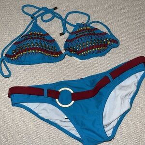 Red Carter Aqua Bikini Set